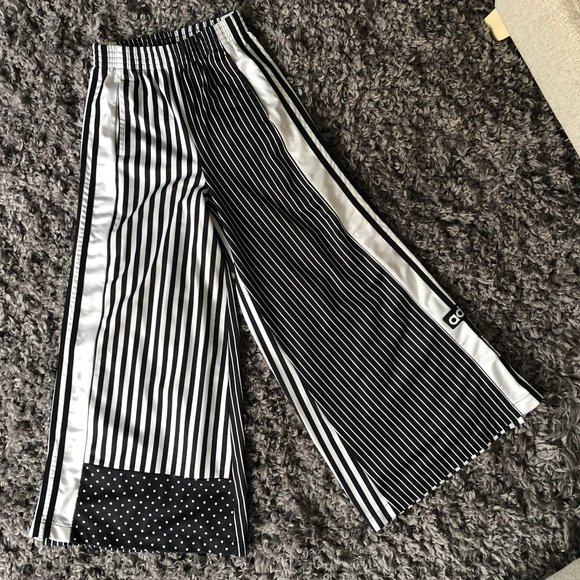 Adidas originals mixed stripe popper pants in black and white Clearance